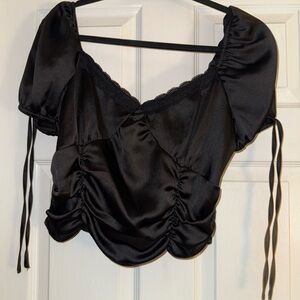Elegant Black Satin Women's Top